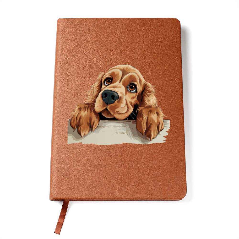 English Cocker Spaniel Peeking - Vegan Leather Journal