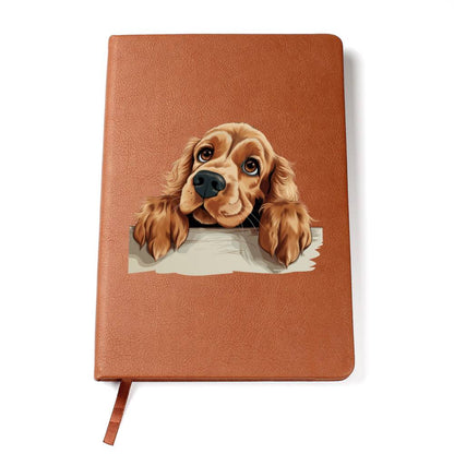 English Cocker Spaniel Peeking - Vegan Leather Journal