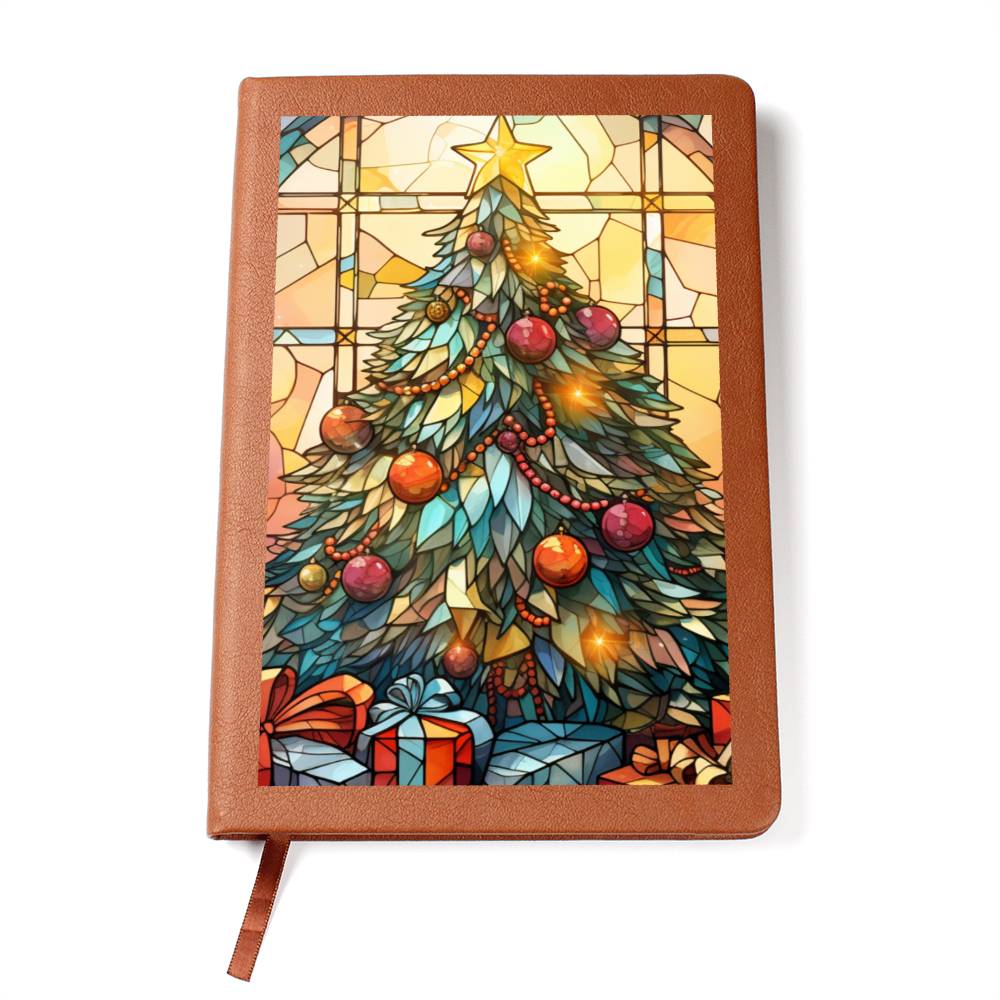 Christmas Stained Glass Design 023 - Vegan Leather Journal