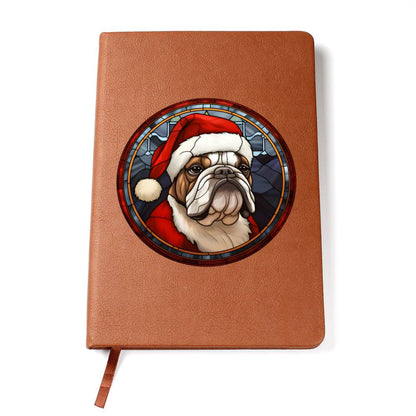 Dog Stained Glass Christmas Design 015 - Vegan Leather Journal