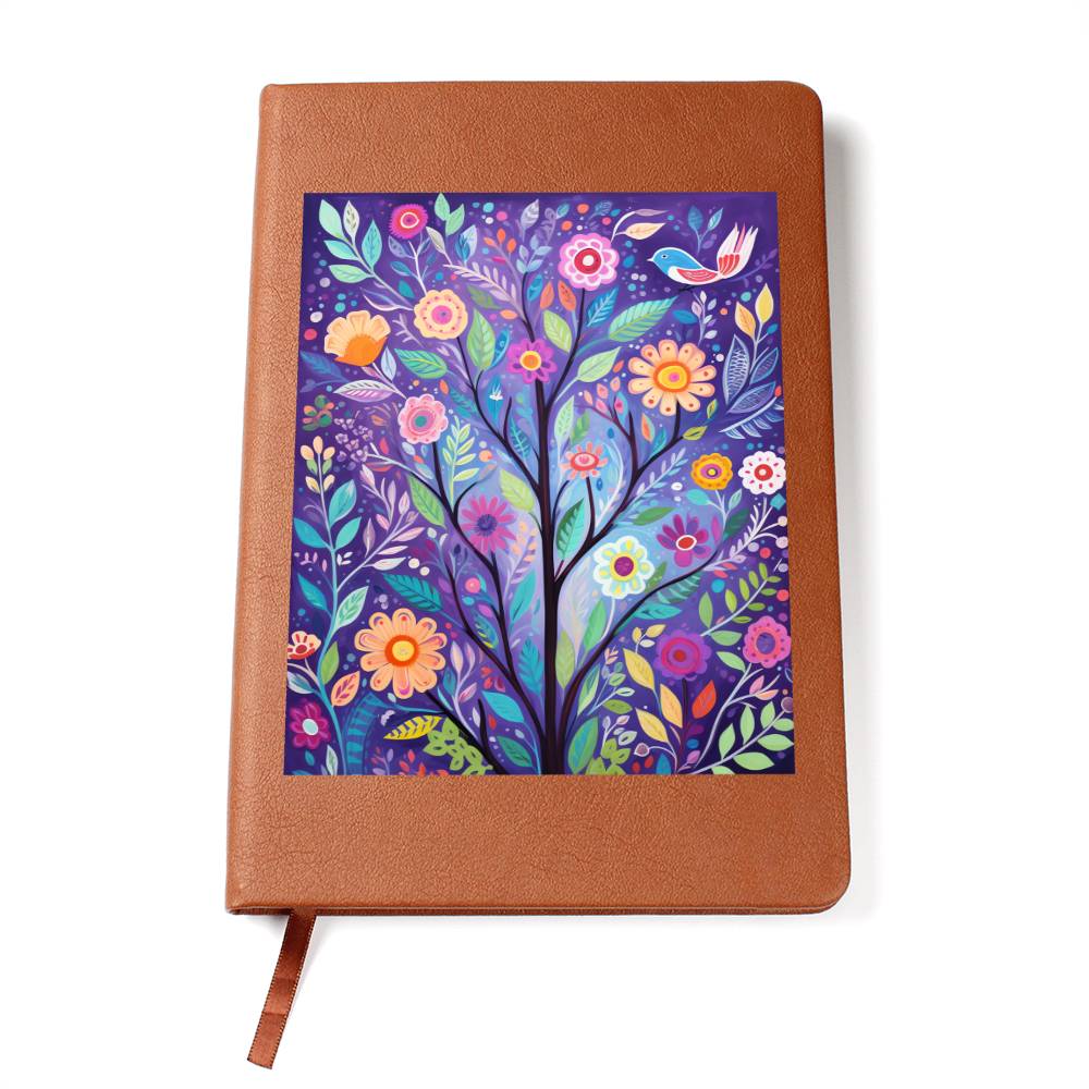 Birds And Floral Design 117 - Vegan Leather Journal