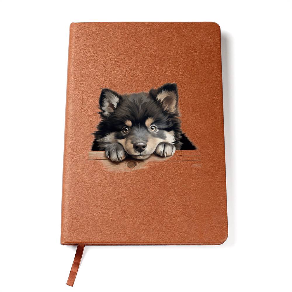 Finnish Lapphund Peeking - Vegan Leather Journal