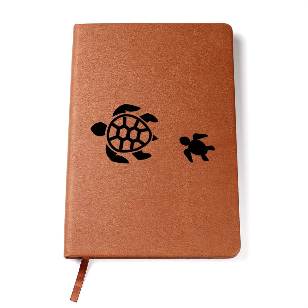 Mama Turtle With 1 Hatchling - Vegan Leather Journal