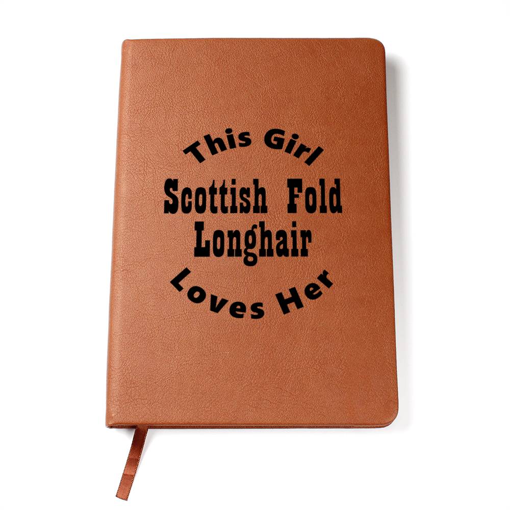 Scottish Fold Longhair v2 - Vegan Leather Journal