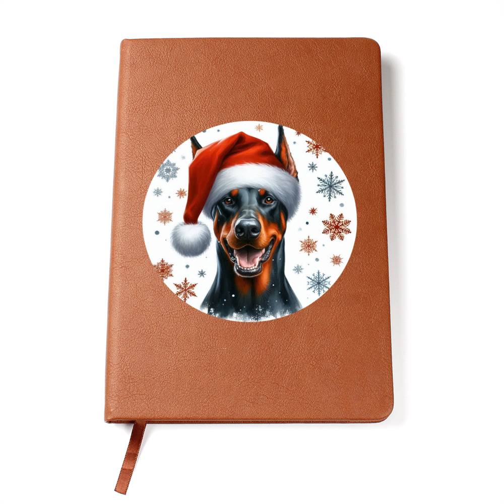 Christmas Dog - Doberman Pinscher - Vegan Leather Journal