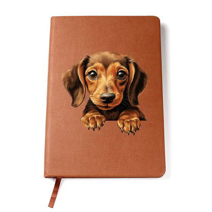 Dachshund Peeking - Vegan Leather Journal