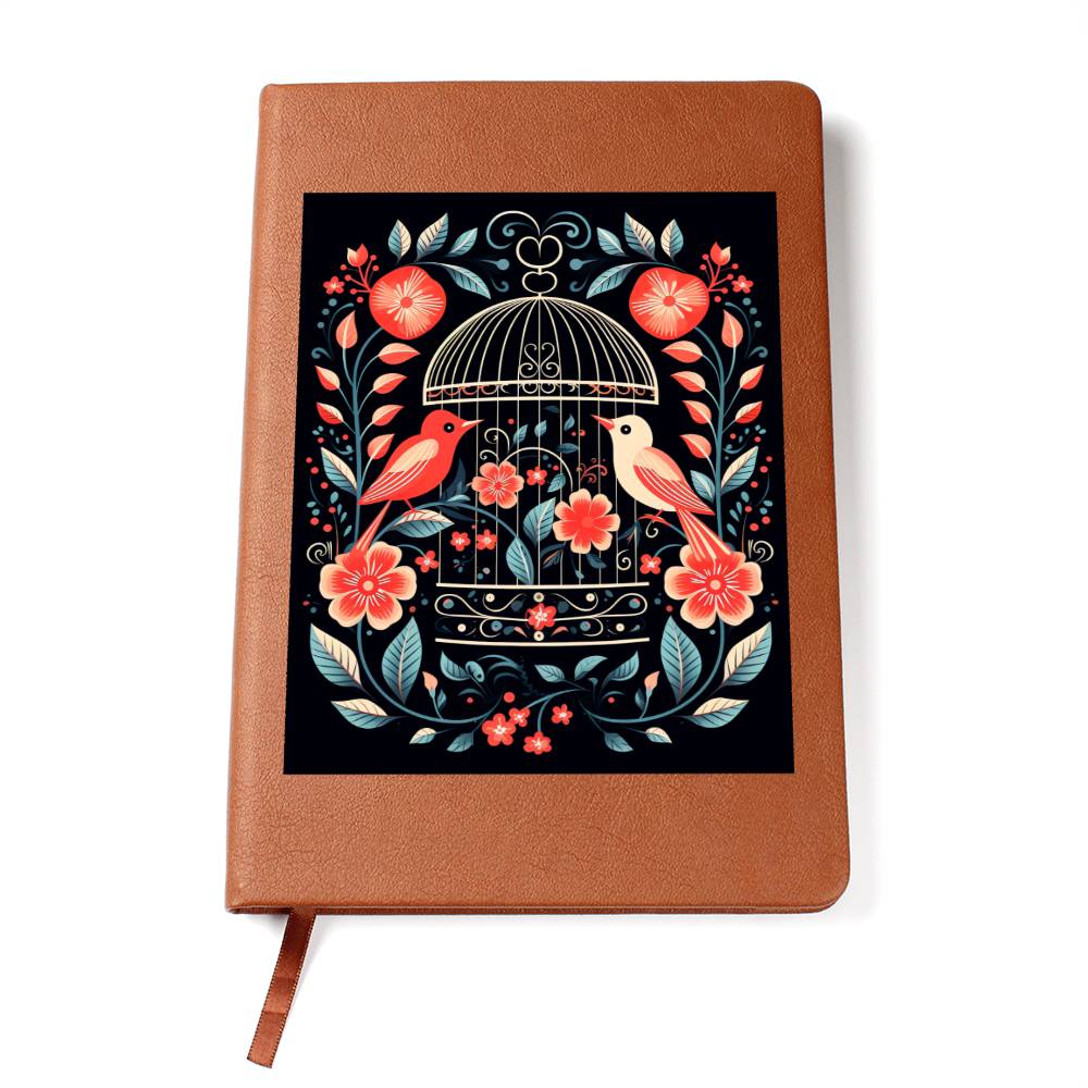 Birds And Floral Design 160 - Vegan Leather Journal
