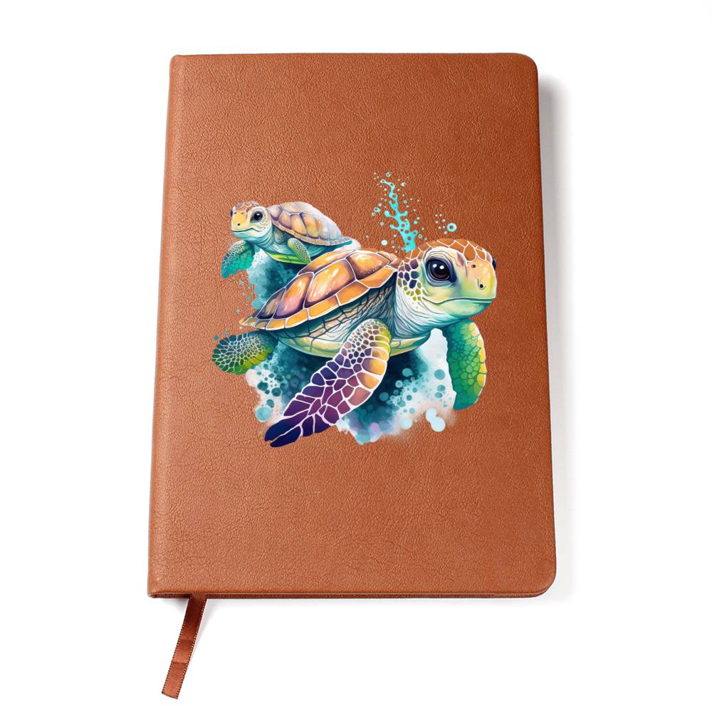 Cute Sea Turtle 011 - Vegan Leather Journal