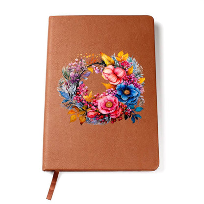 Floral Flower Wreath 031 - Vegan Leather Journal