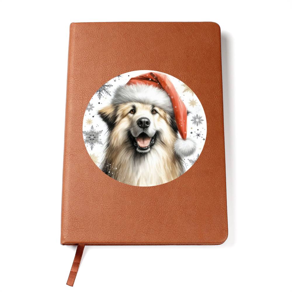 Christmas Dog - Pyrenean Shepherd - Vegan Leather Journal