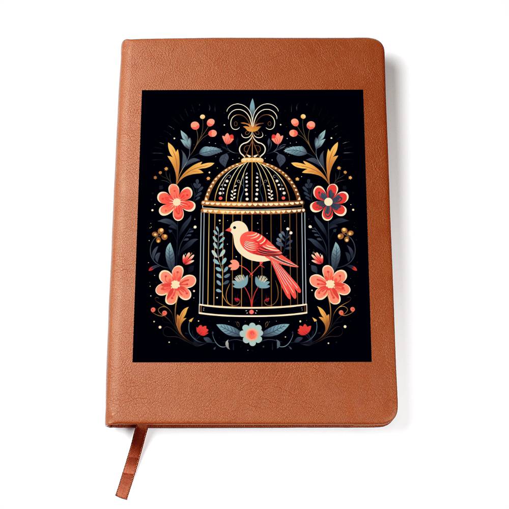 Birds And Floral Design 161 - Vegan Leather Journal
