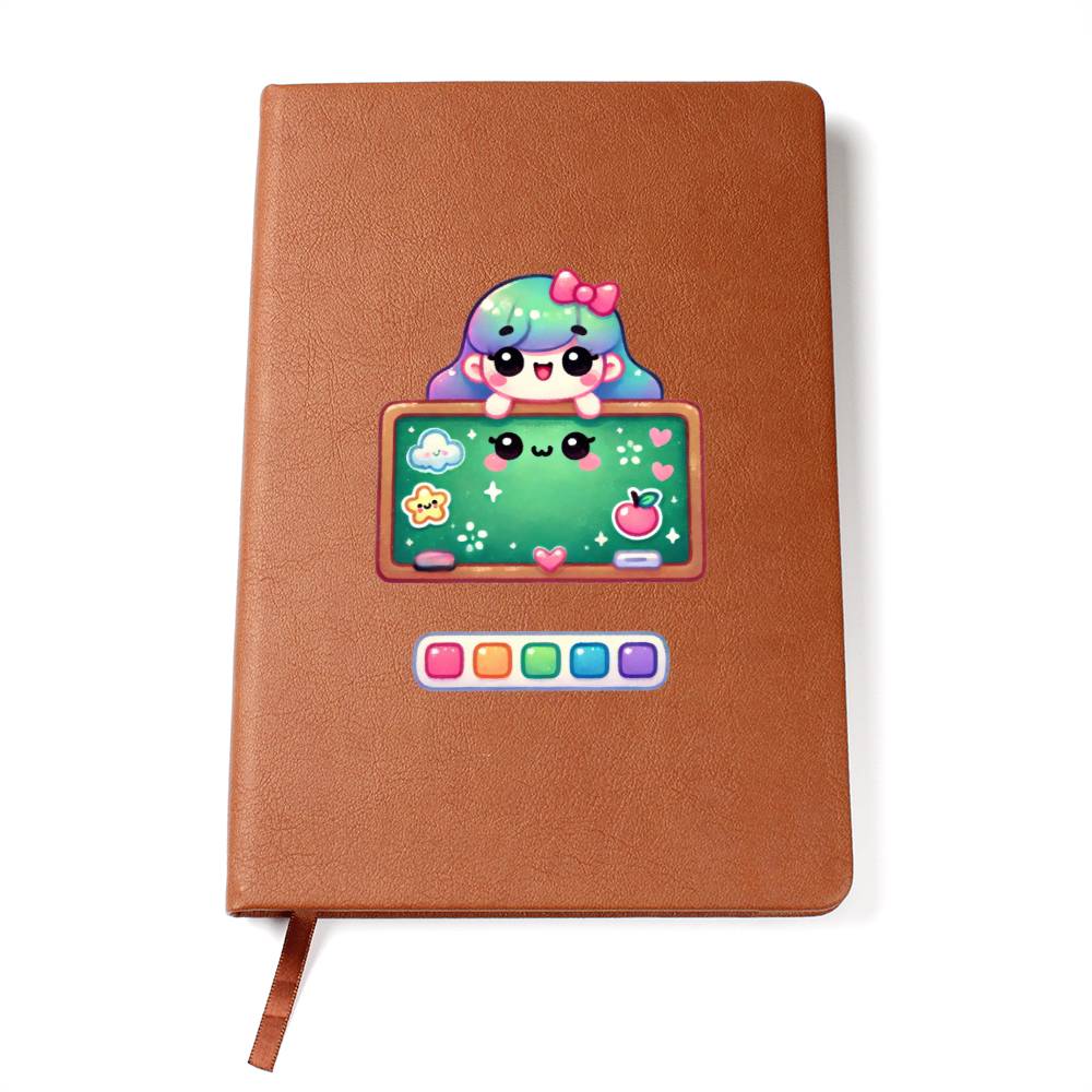 Cute Back to School Sticker 108 - Vegan Leather Journal
