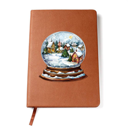 Watercolor Christmas Snow Globe 045 - Vegan Leather Journal