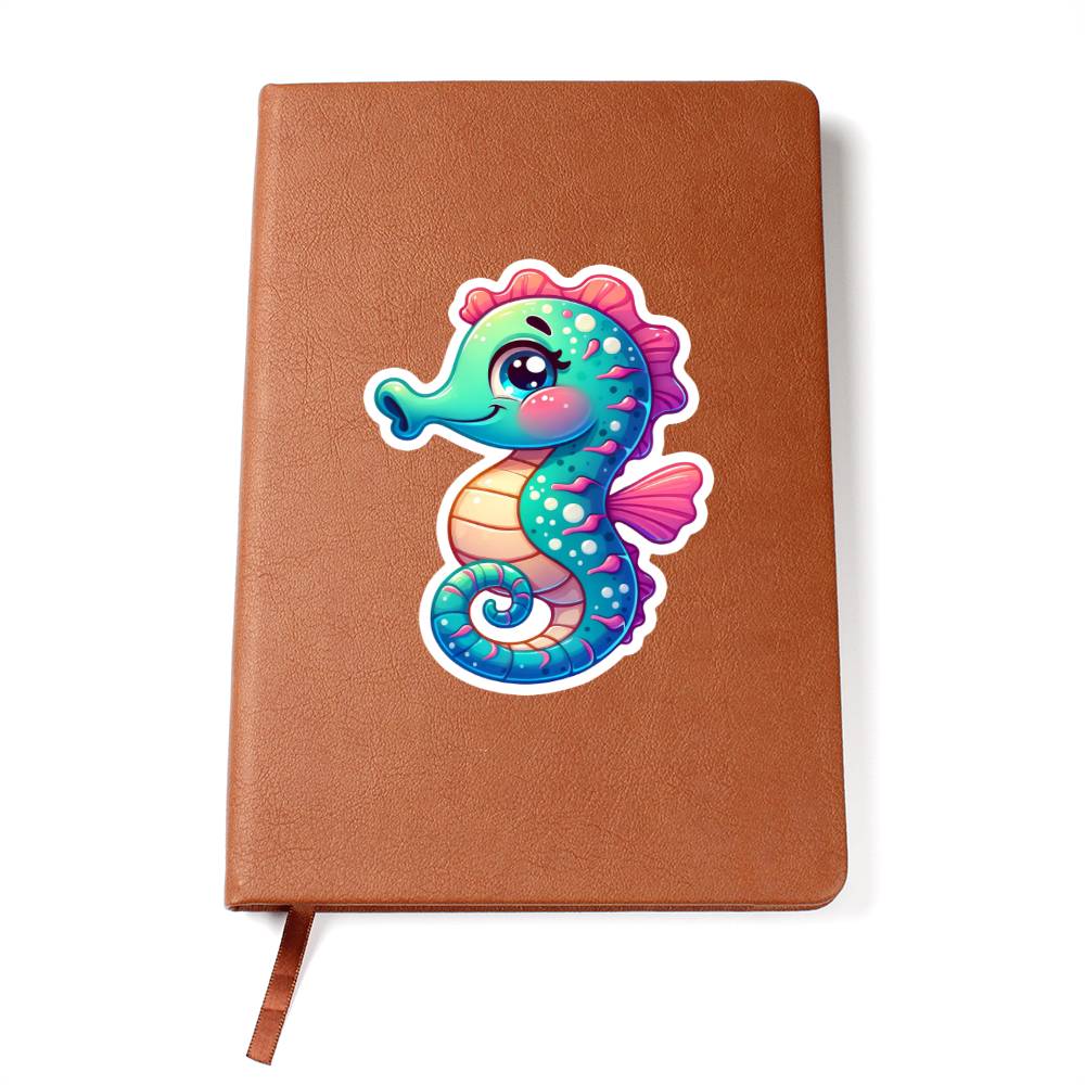 Cute Seahorse sticker 159 - Vegan Leather Journal