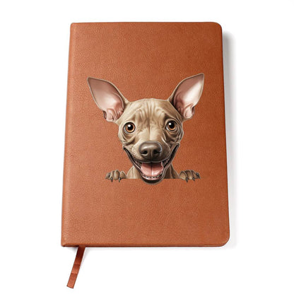 American Hairless Terrier Peeking - Vegan Leather Journal