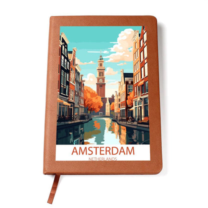 Famous Travel Destinations - Amsterdam, Netherlands - Vegan Leather Journal