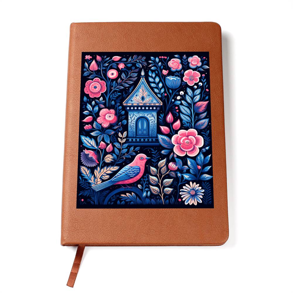 Birds And Floral Design 172 - Vegan Leather Journal