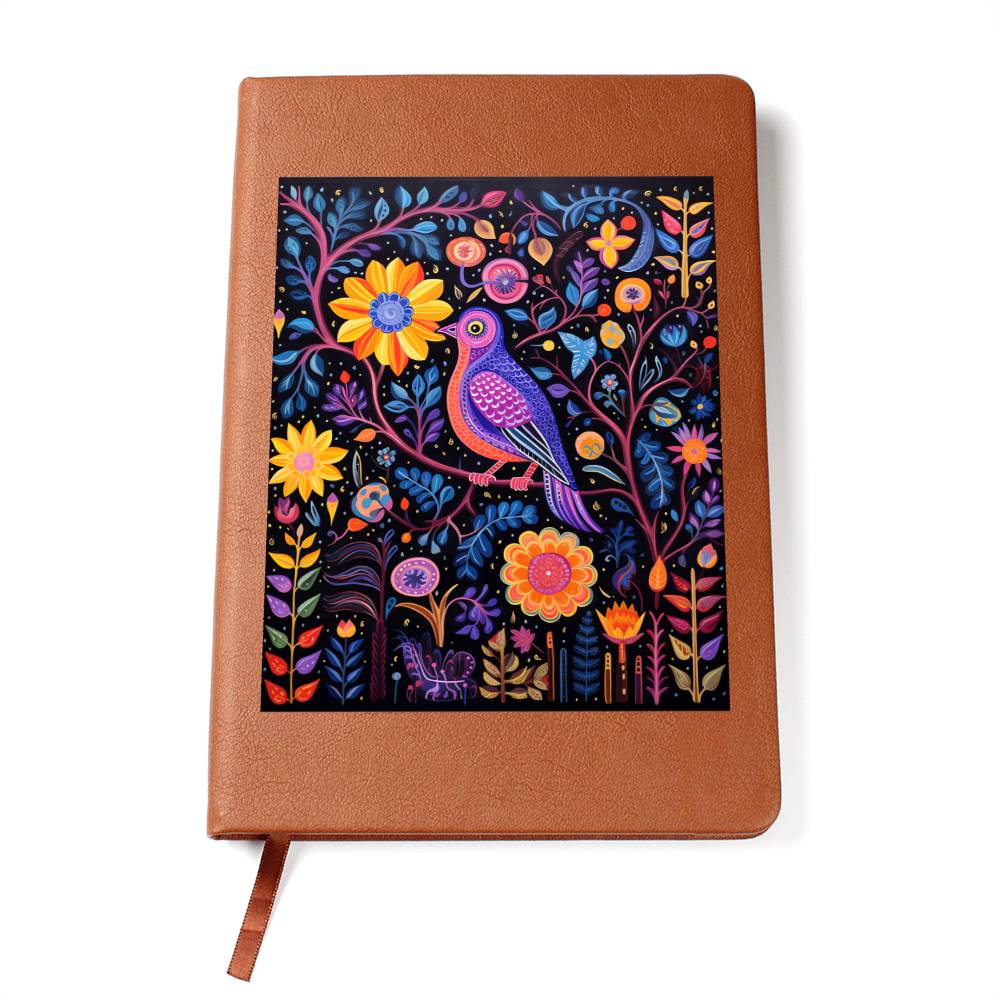 Birds And Floral Design 069 - Vegan Leather Journal