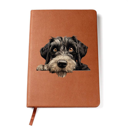 Giant Schnauzer Peeking - Vegan Leather Journal
