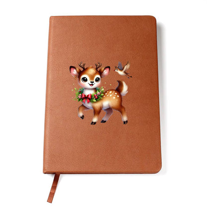 Cute Christmas Reindeer 017 - Vegan Leather Journal