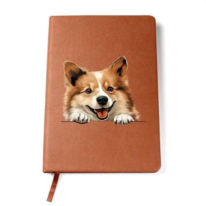 Icelandic Sheepdog Peeking - Vegan Leather Journal