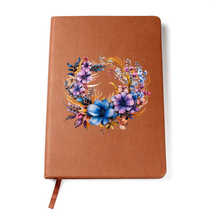 Floral Flower Wreath 136 - Vegan Leather Journal