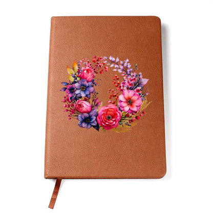 Floral Flower Wreath 085 - Vegan Leather Journal