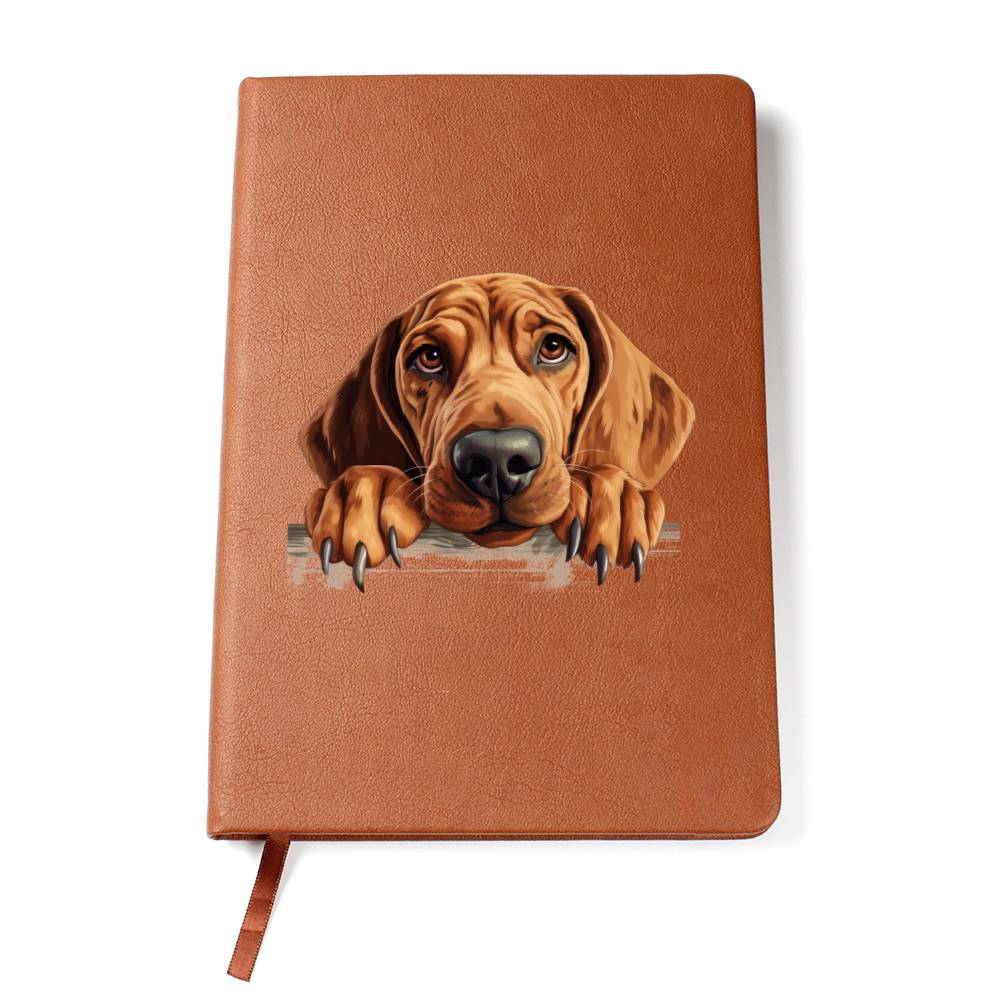 Redbone Coonhound Peeking - Vegan Leather Journal