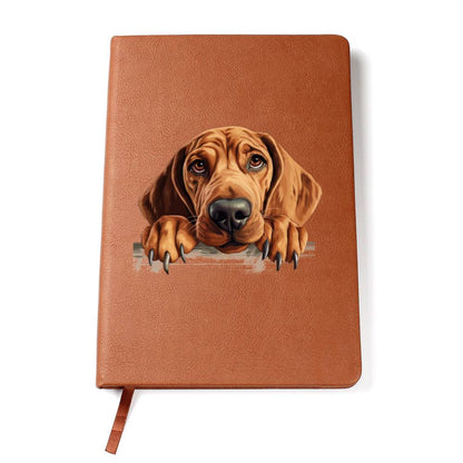 Redbone Coonhound Peeking - Vegan Leather Journal