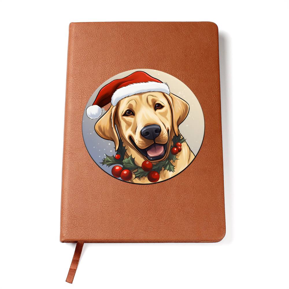 Dog Stained Glass Christmas Design 029 - Vegan Leather Journal