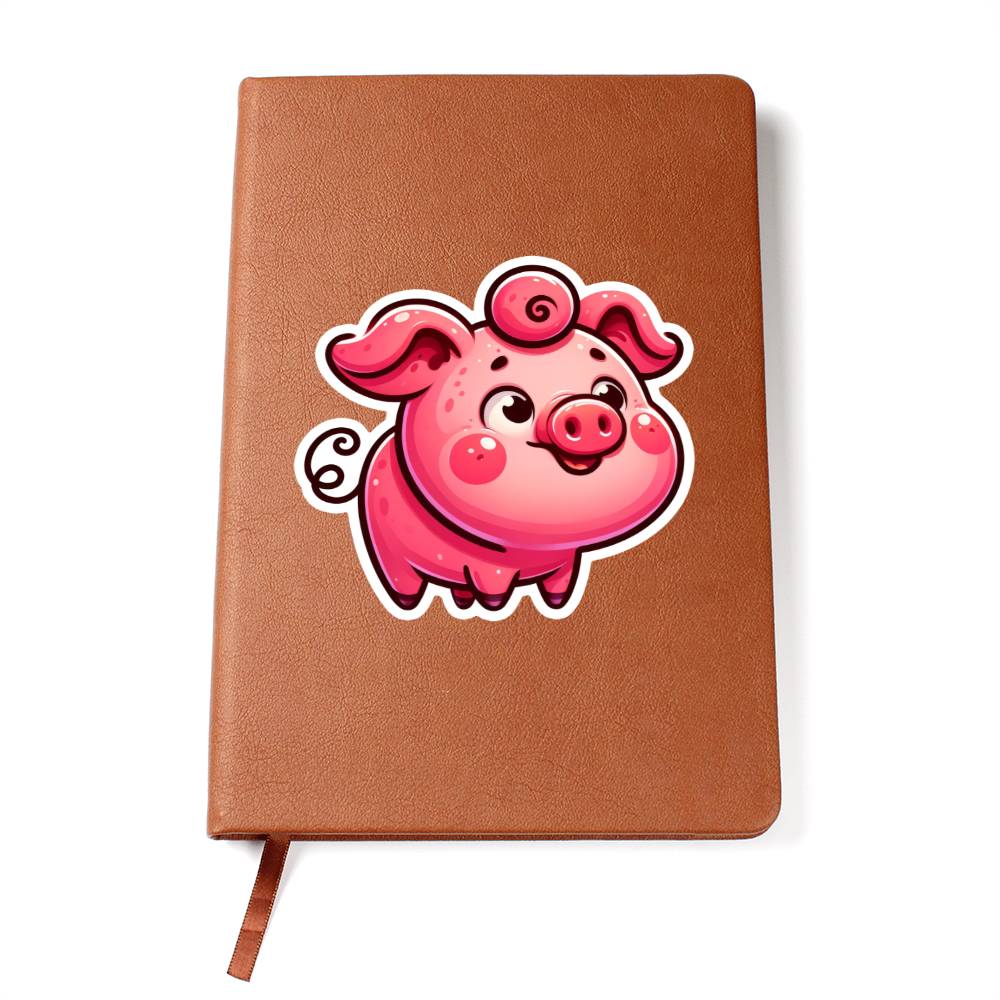Cute Pig sticker 126 - Vegan Leather Journal