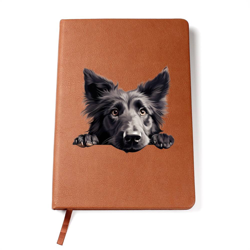 Belgian Sheepdog Peeking - Vegan Leather Journal