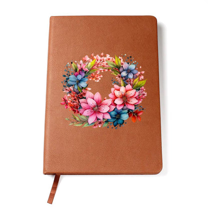 Floral Flower Wreath 021 - Vegan Leather Journal