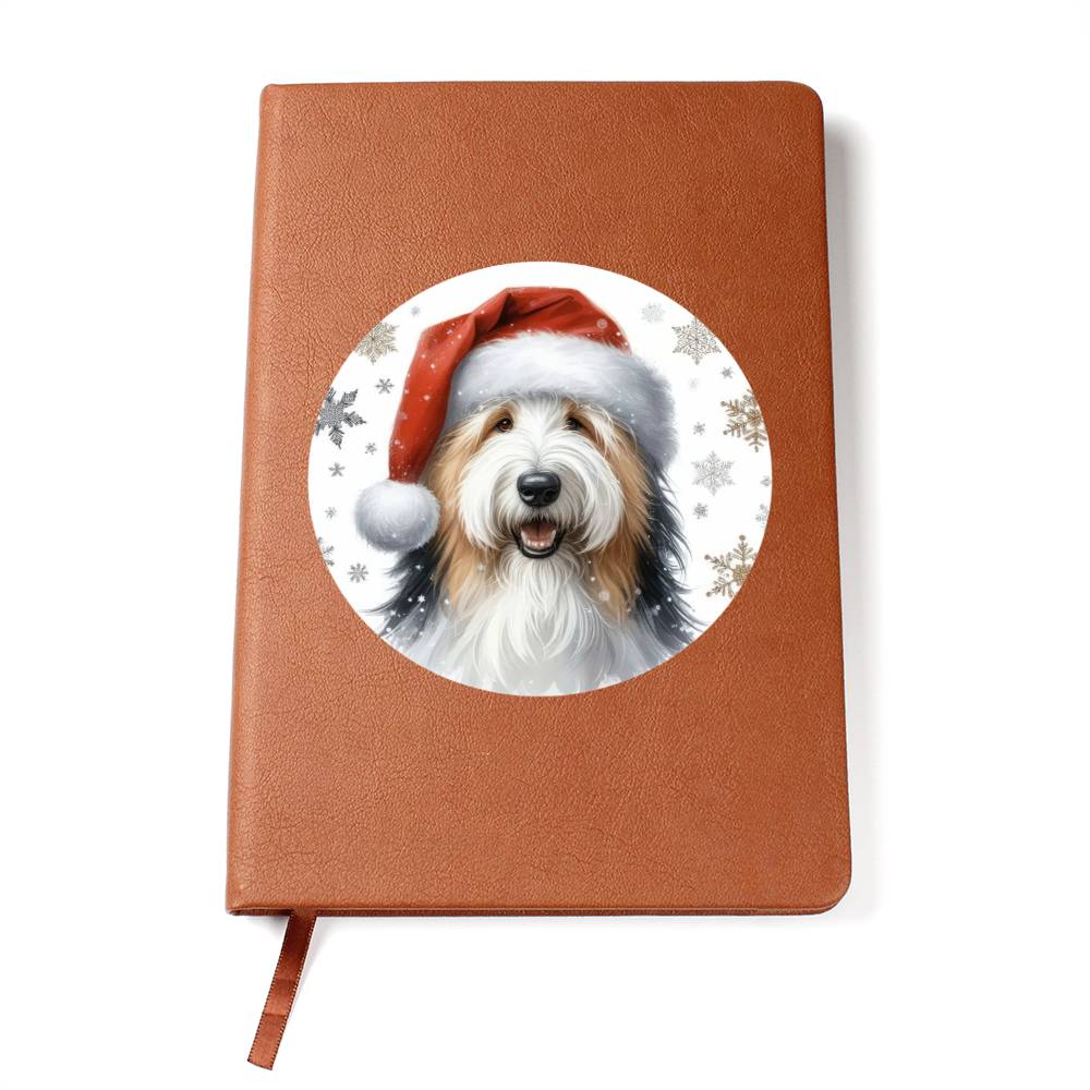 Christmas Dog - Old English Sheepdog - Vegan Leather Journal