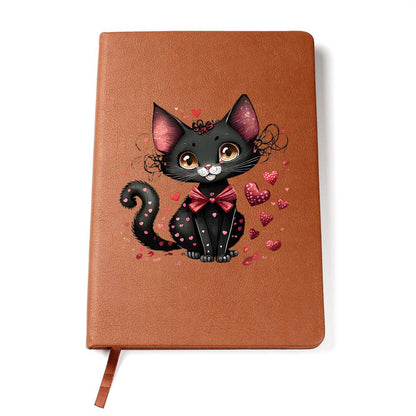 Valentine's Day Black Cat 002 - Vegan Leather Journal