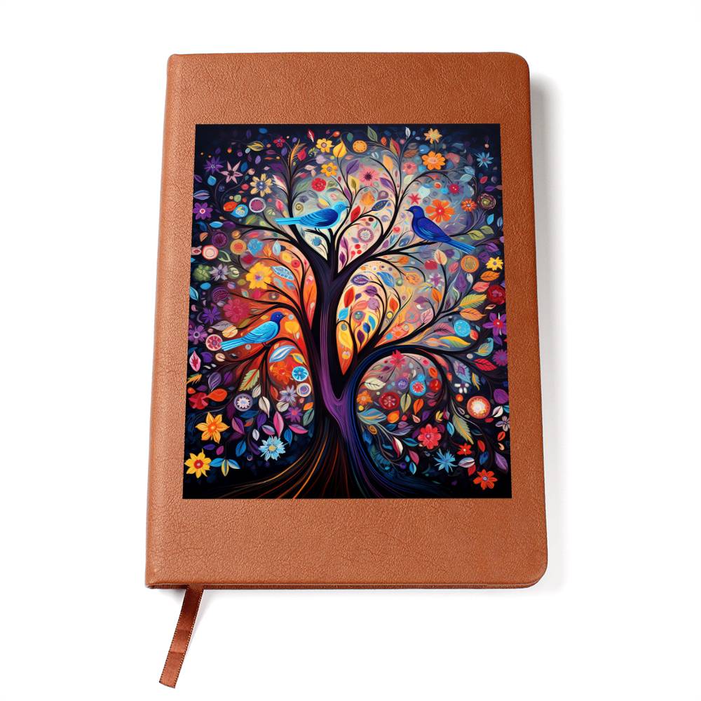 Birds And Floral Design 080 - Vegan Leather Journal
