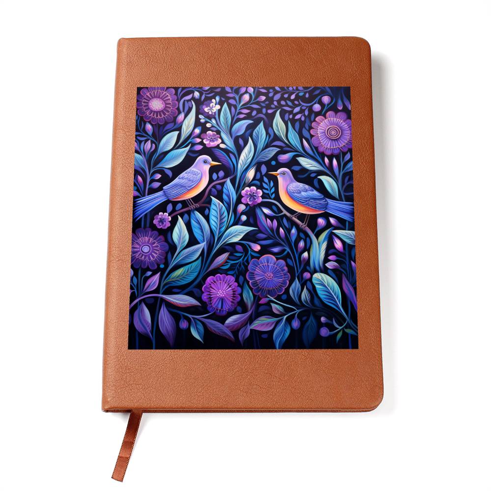 Birds And Floral Design 146 - Vegan Leather Journal