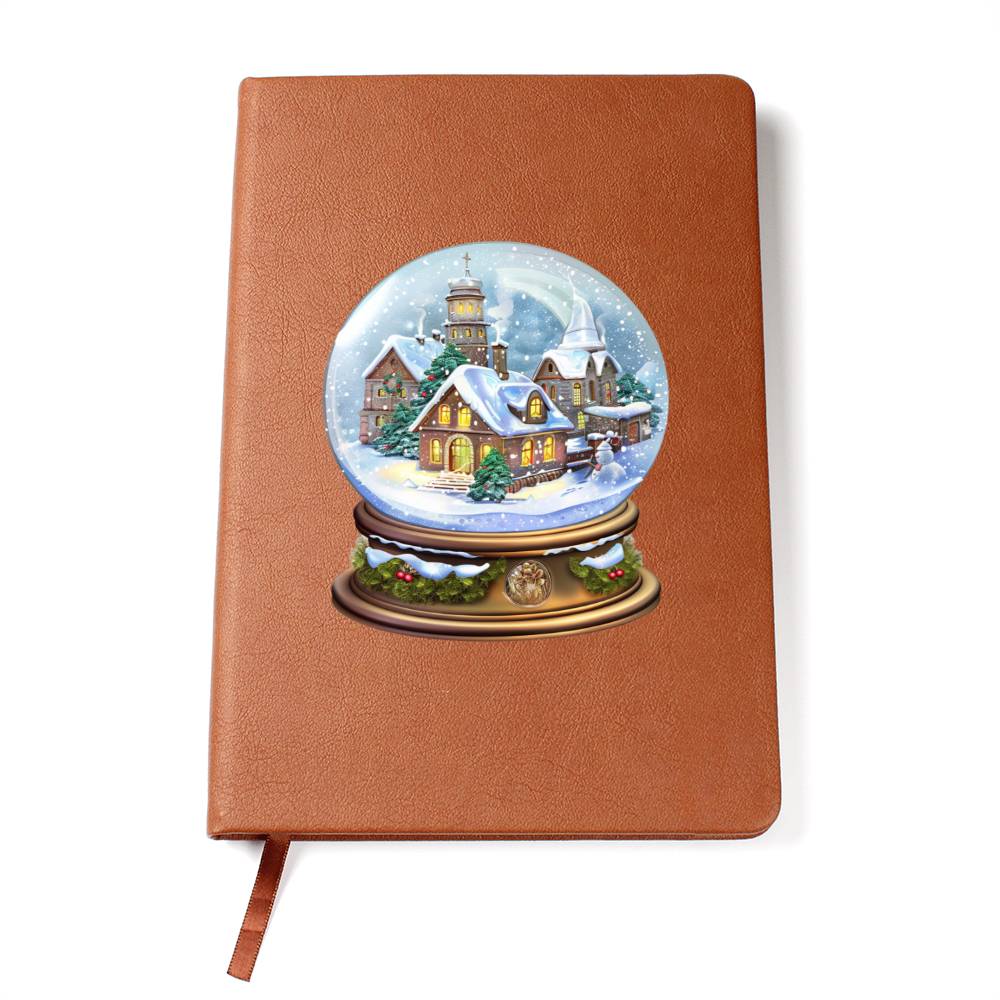 Watercolor Christmas Snow Globe 025 - Vegan Leather Journal