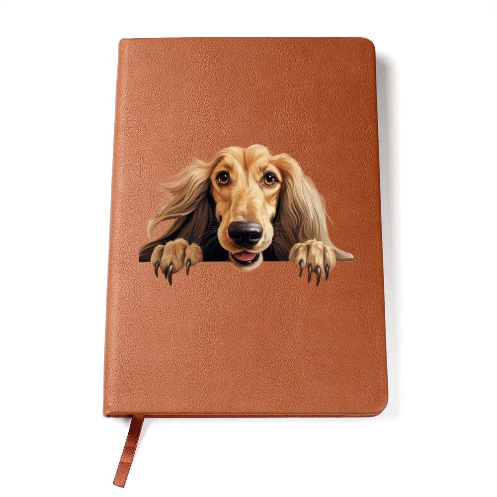 Afghan Hound Peeking - Vegan Leather Journal