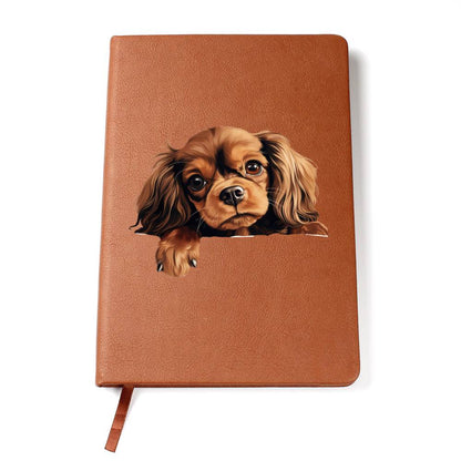 English Toy Spaniel Peeking - Vegan Leather Journal