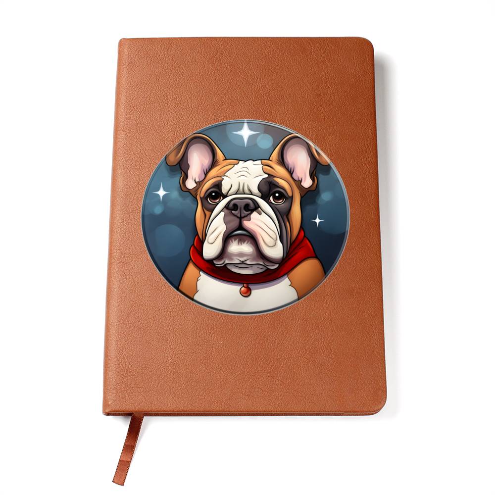 Dog Stained Glass Christmas Design 017 - Vegan Leather Journal