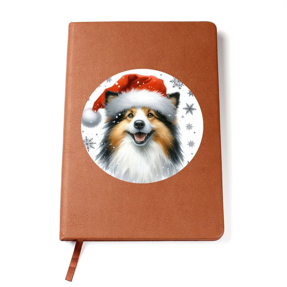 Christmas Dog - Icelandic Sheepdog - Vegan Leather Journal