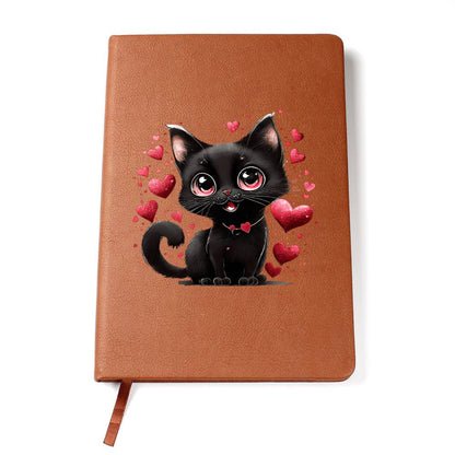 Valentine's Day Black Cat 062 - Vegan Leather Journal