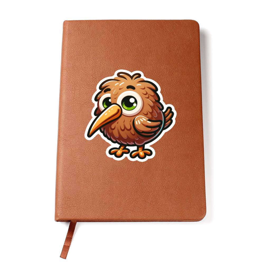 Cute Kiwi bird sticker 79 - Vegan Leather Journal