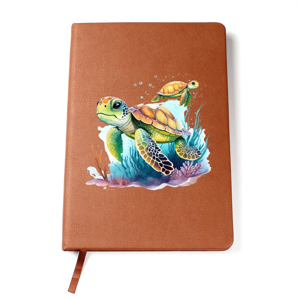Cute Sea Turtle 008 - Vegan Leather Journal