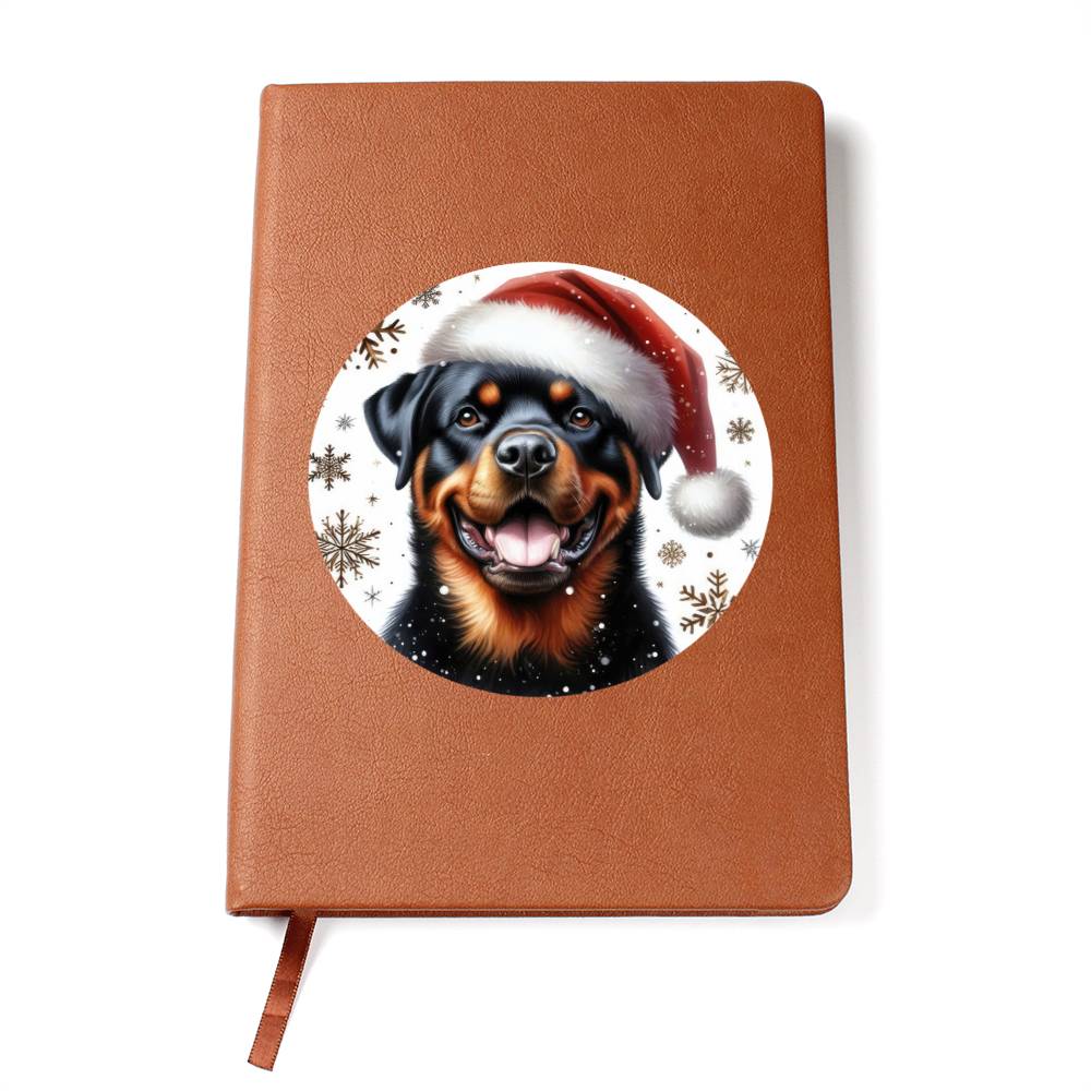 Christmas Dog - Rottweiler - Vegan Leather Journal