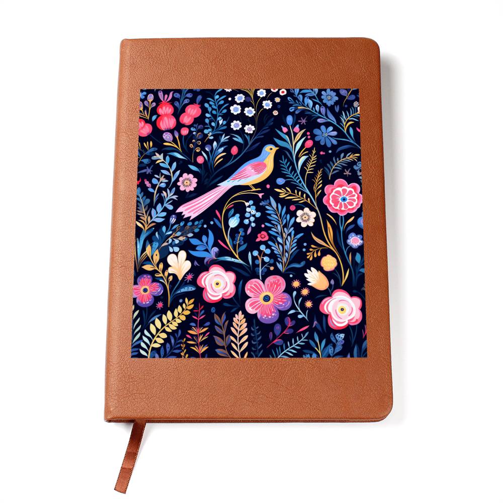 Birds And Floral Design 125 - Vegan Leather Journal