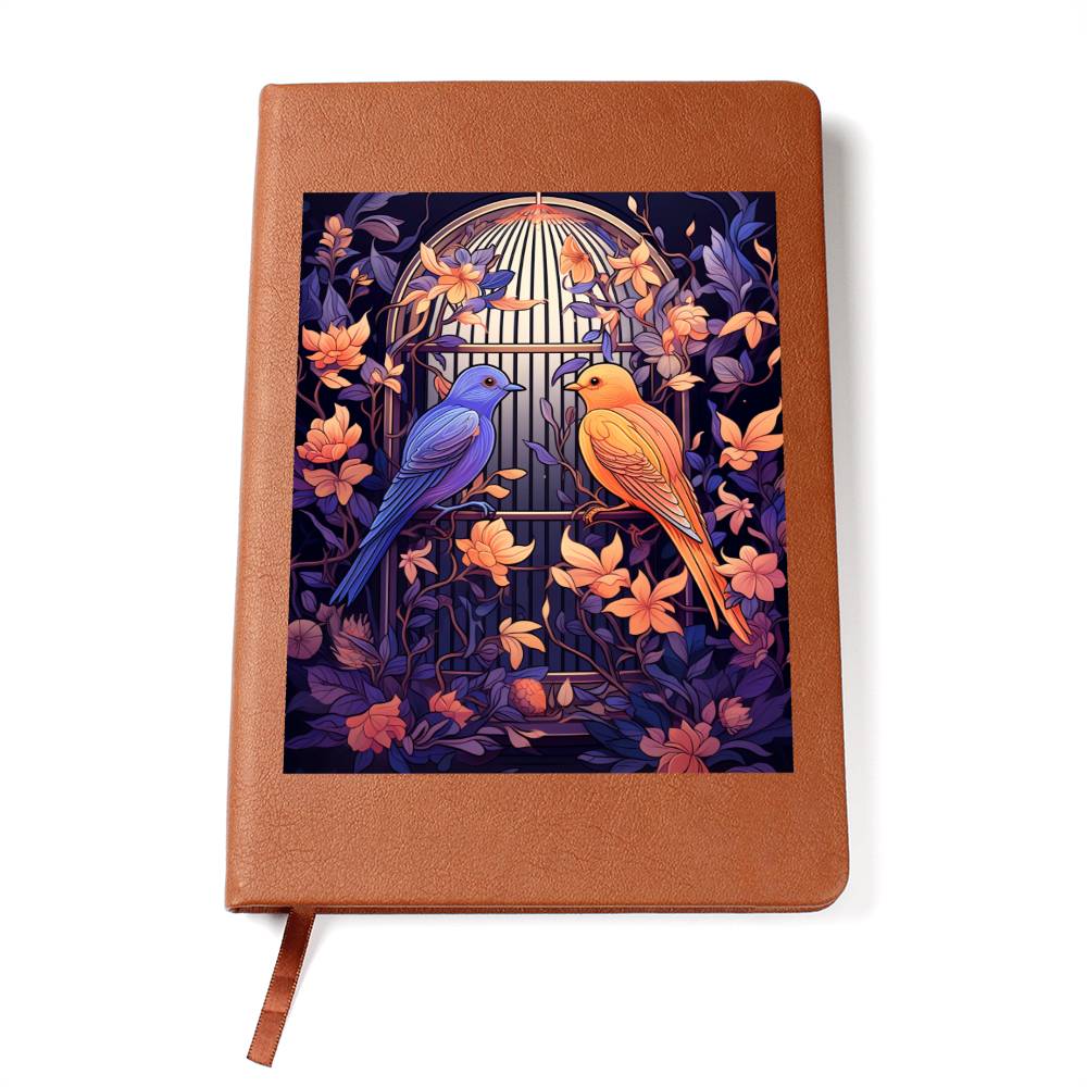 Birds And Floral Design 141 - Vegan Leather Journal