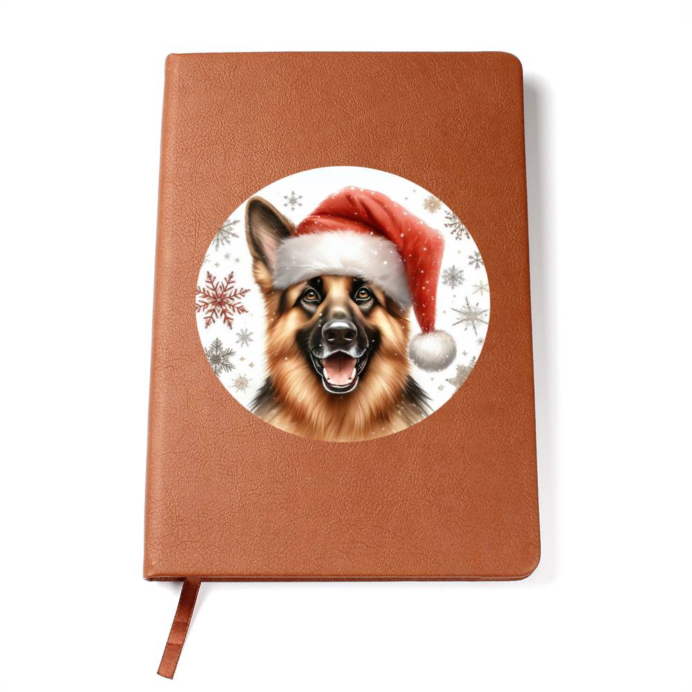 Christmas Dog - German Shepherd - Vegan Leather Journal