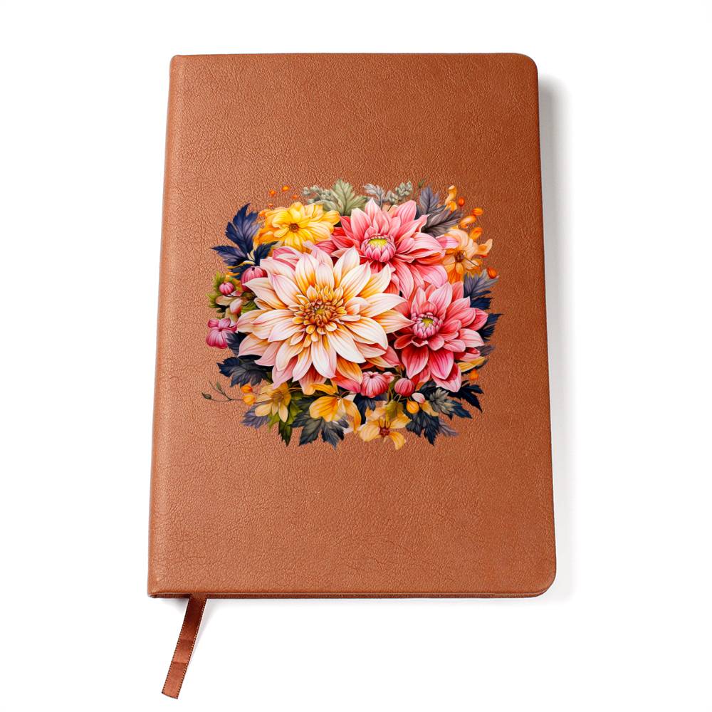 Floral Flower Wreath 092 - Vegan Leather Journal